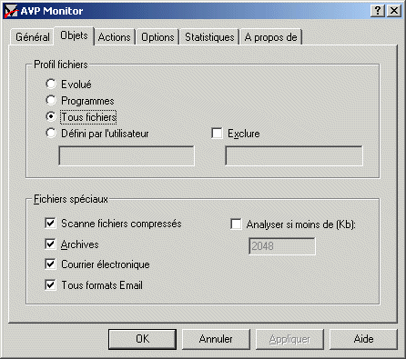 AVP Monitor - Onglet Objets